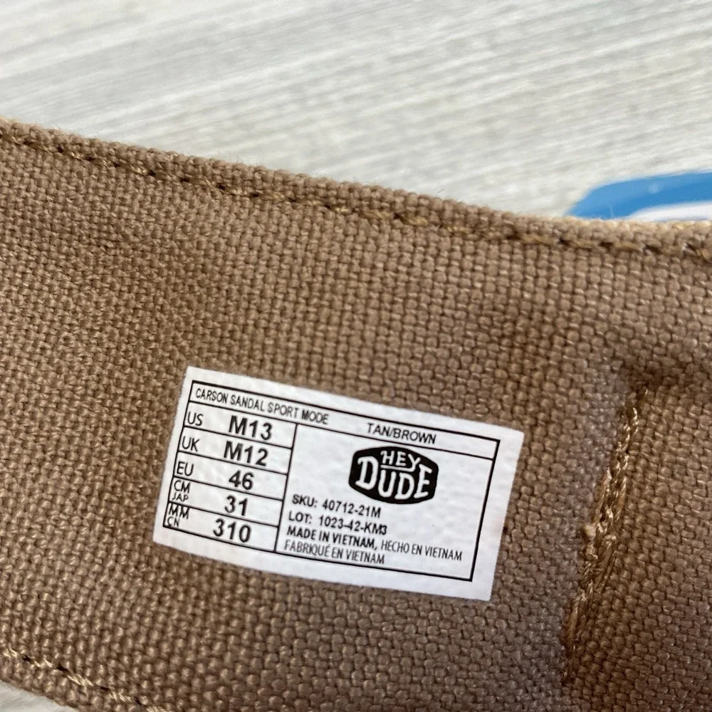 Hey Dude Carson Outdoor Sandals Men's Size 13 Sport Mode Tan Brown Comfort